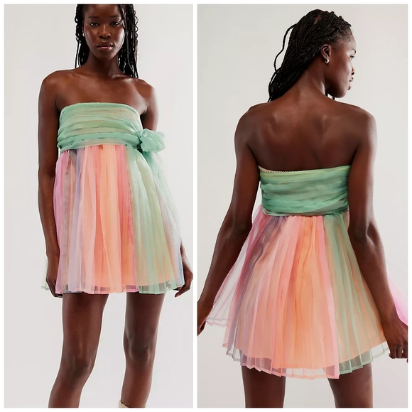 Free People In Rainbows mini dress L - Picture 2 of 13
